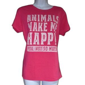 Animal Lover T-Shirt Animals Make Me Happy Size Small